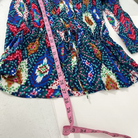 Maeve Anthropologie Womens Topoxte Geometric Drop Waist Boho Tunic Blouse Size 6 - Picture 13 of 13
